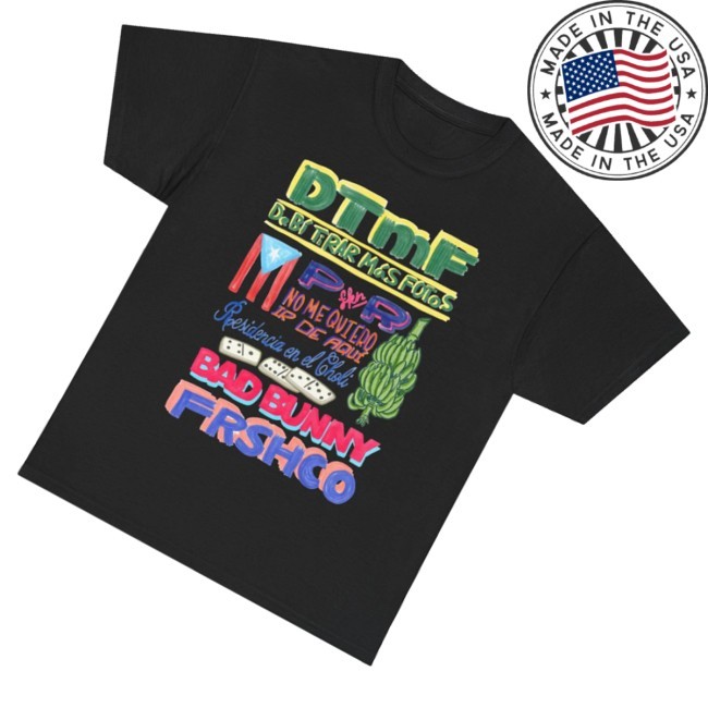 Official Bad Bunny Dtmf Merch Residencia Tour Black Shirts - Teedelta