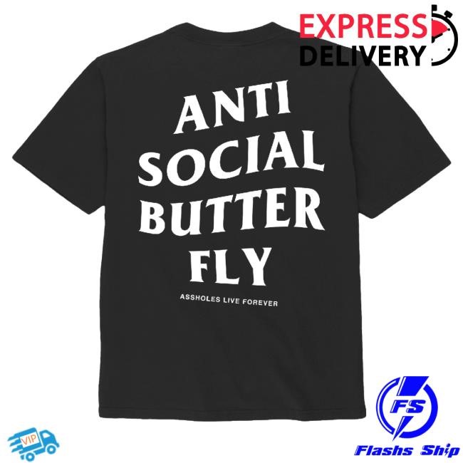 Linda Finegold Merch Anti Social Butterfly Black Hoodie Sweatshirt