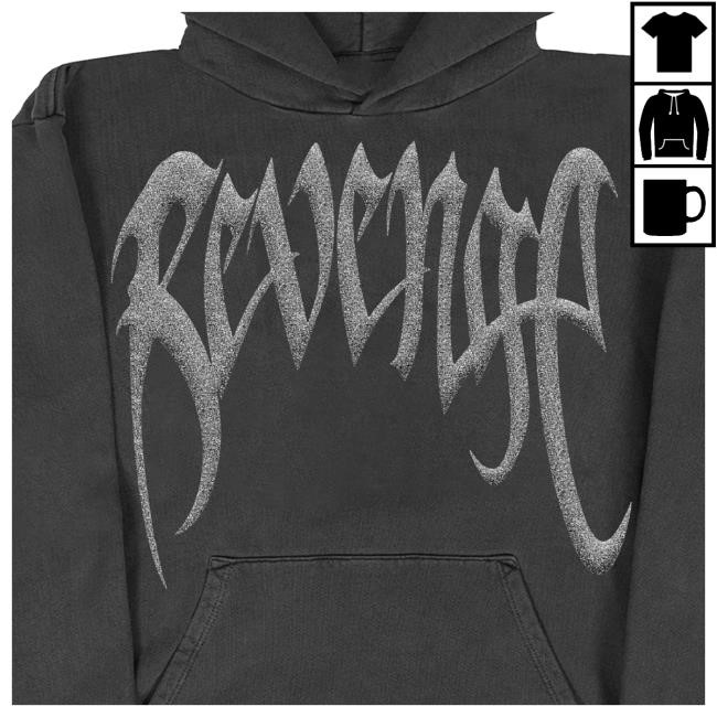 Official Revenge Merch Glitter Arch Logo Treated Vintage Black Silver Ls Tee