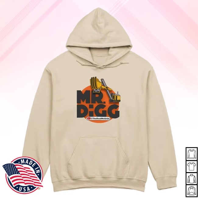Mr. Digg Front Pocket Tee Shirt Mr. Digg Front Pocket Hooded Sweatshirt Mr. Digg Merch Store