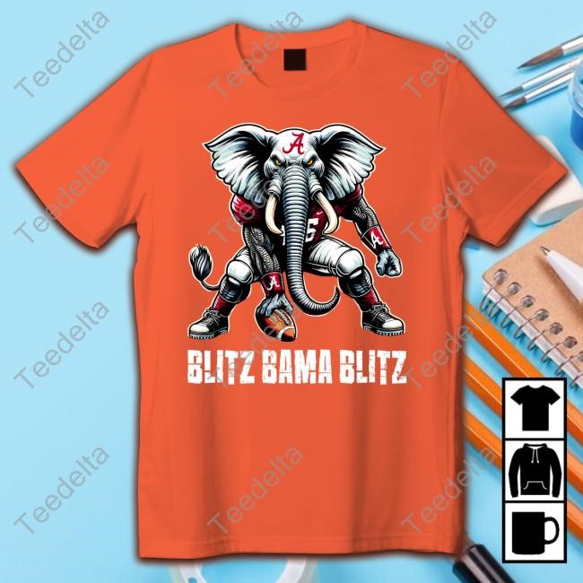 Blitz Bama Blitz Alabama Muscular Elephant Mascot Tee