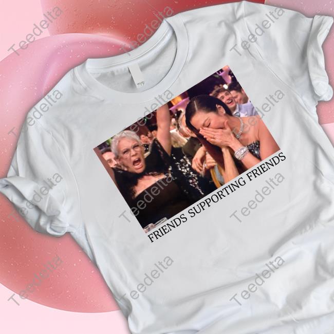 Jamie Lee Curtis Wearing Friends Supporting Friends Michelle Yeoh Hooded Sweatshirt Golden Globes Win