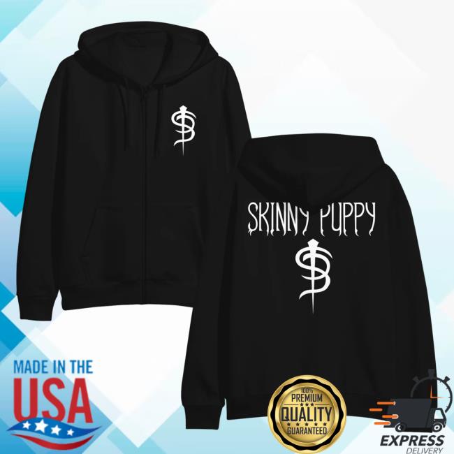Official Skinny Puppy Merch Skinny Puppy Logo Black Zip Up Popover Sweatshirt
