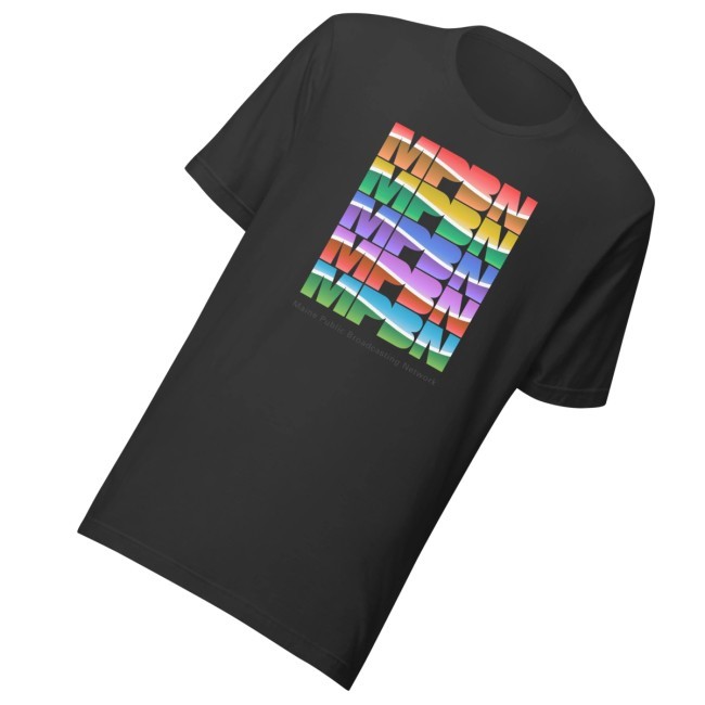 Maine Public Merch Store Retro Collection Mpbn Rainbow Zip Up Hooded Sweatshirt