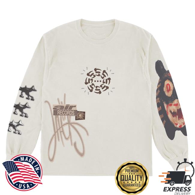 Official Travis Scott Merch Store Travis Scott Air Records Crewneck Sweatshirt Natural TravisScott Shop