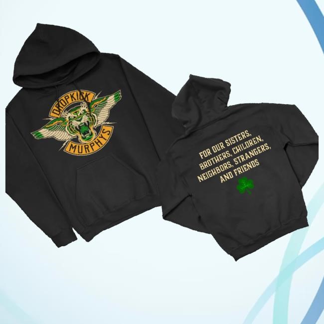 Dropkick Murphys Merch Tiger Lyric Pullover Hoodie Black