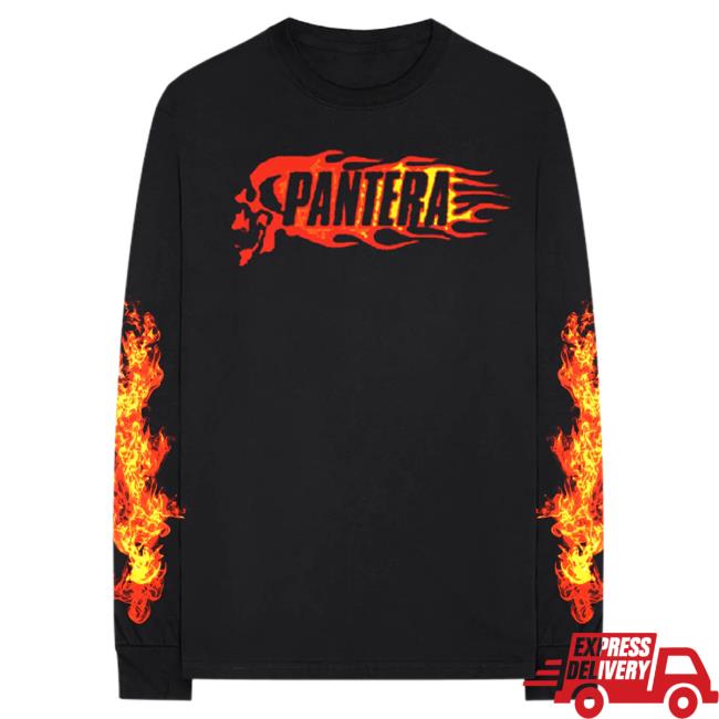 Official Pantera Merch Store Pantera Flame Skull Long Sleeve Shirt