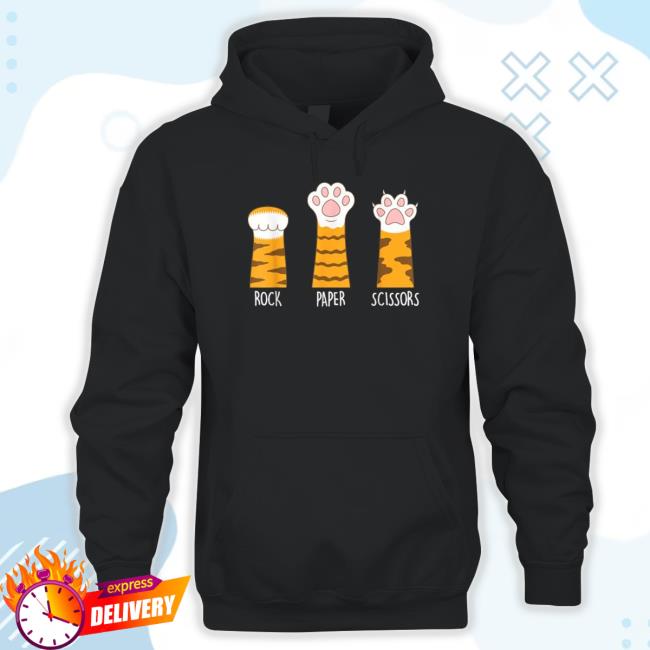 Rock Paper Scissors Hand Game Cute Paw Cat Lovers Funny