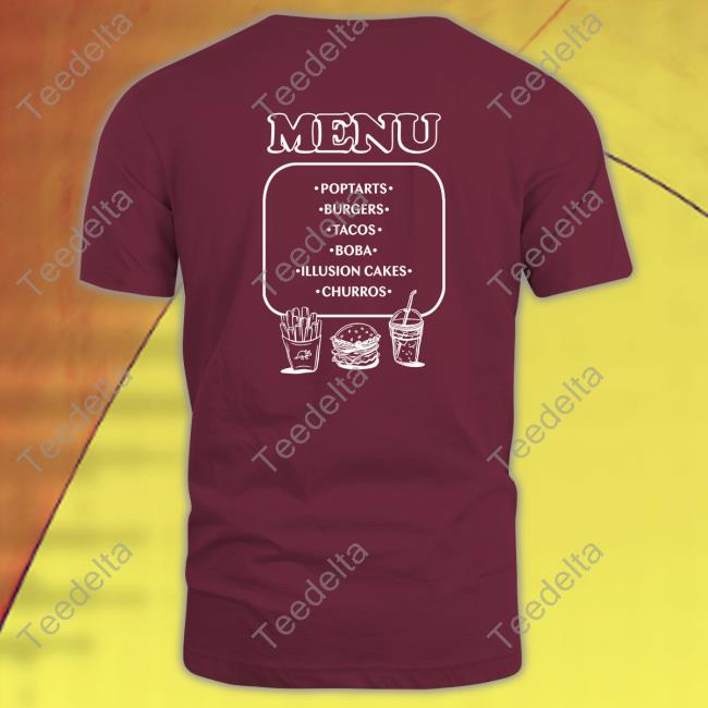 Menu Poptarts Burgers Tacos Boba Illusion Cakes Churros T Shirt The Try Guys