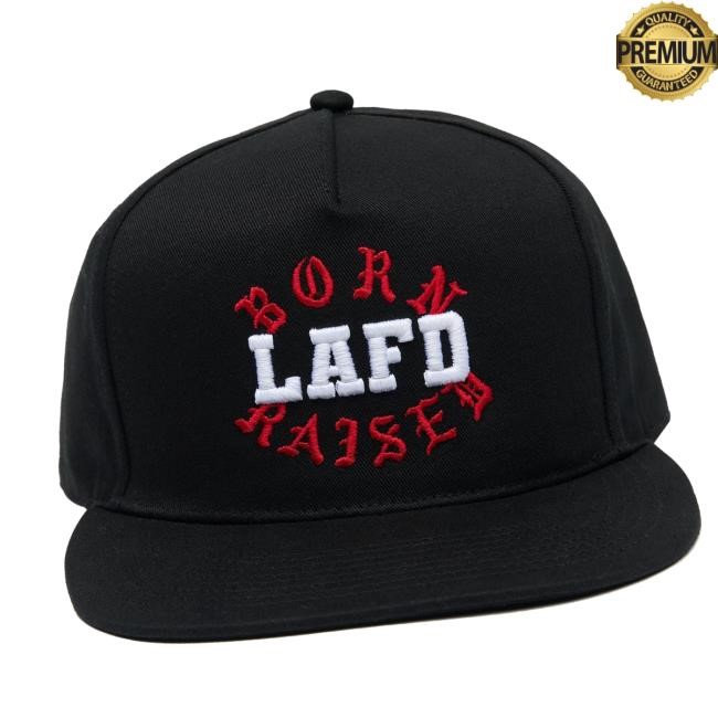 Official Bornxraised Merch Store Born X Raised + Lafd Station Rocker Snapback Black Tee