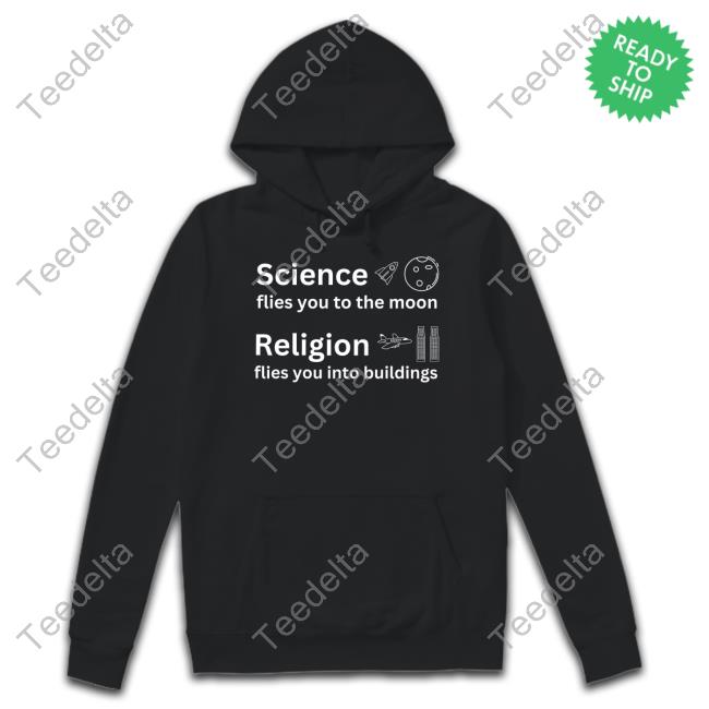 Gottlosemode Shop Science Flies You To The Moon Religion Flies You Into Buildings Long Sleeve T Shirt