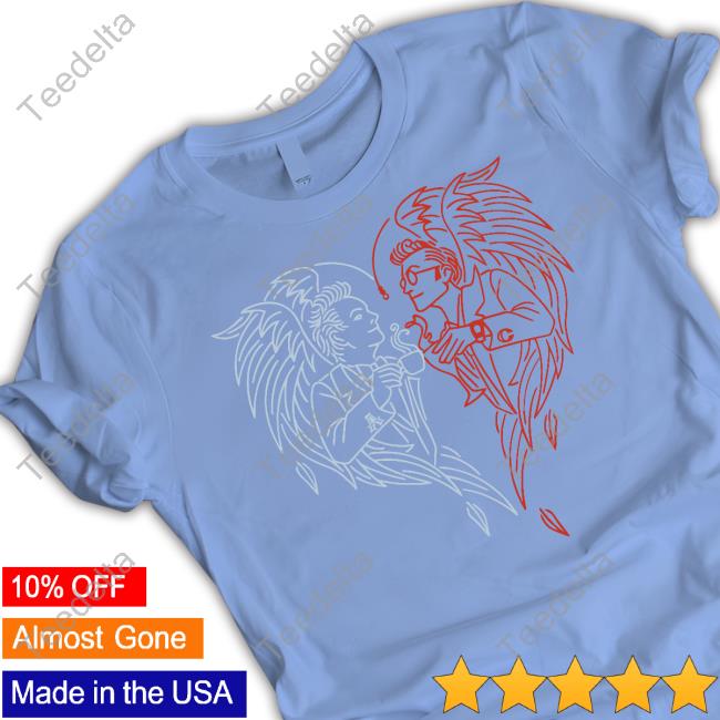 Swirlingthings Good Omens A Toast To The World Blue and Red Hoodie