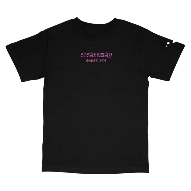 Official 808 All Day Merch 808Allday Black Pink Roll Call Puff Print Zip Hoodie