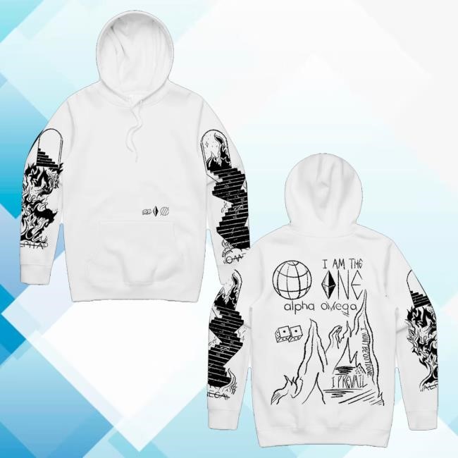 I Prevail Merch Alpha Omega Pullover Hoodie (White) Tee Shirt