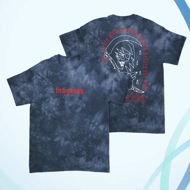 Official Fit For A King Band Merch Blue Tie Dye Reaper Hooded Sweatshirt