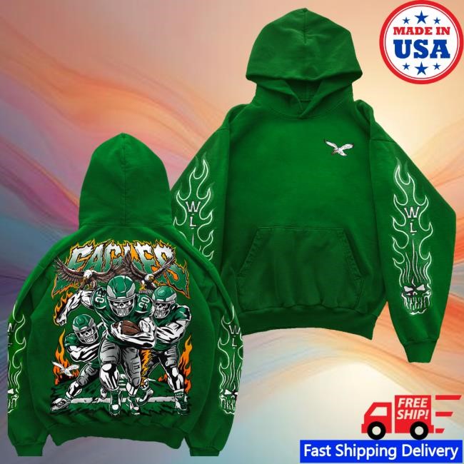 Trending Warren Lotas Merch Store Eagles Push Hoodie - Kelly Green Long Sleeve Shirt