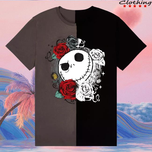 Official Box Lunch Clothing Shop Store Disney The Nightmare Before Christmas Jack Skellington Floral Split Color Block Tee Boxlunch Merch