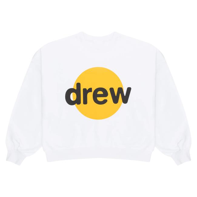 Official Drew House Merch Store Shop Infinite Joy Boxy Crew neck Sweatshirt White DrewHouse Apparel Clothing