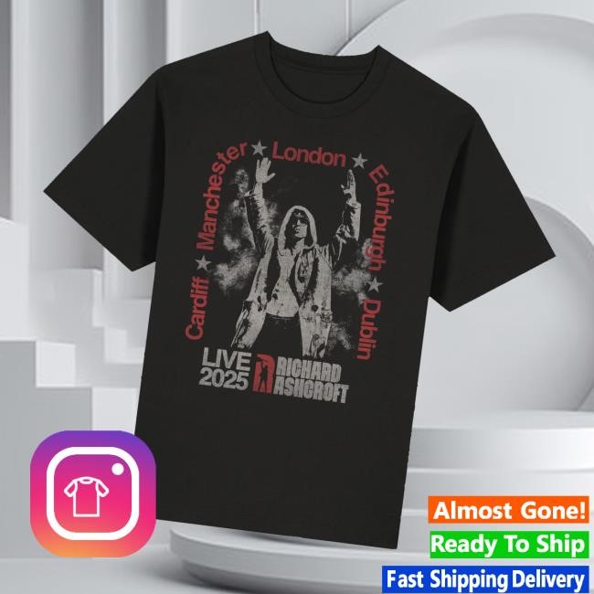 Richard Ashcroft Merch Store Shop Ra Live 2025 Cities Black Tour T-Shirt, Hoodie, Tank Top, Sweater And Long Sleeve T-Shirt