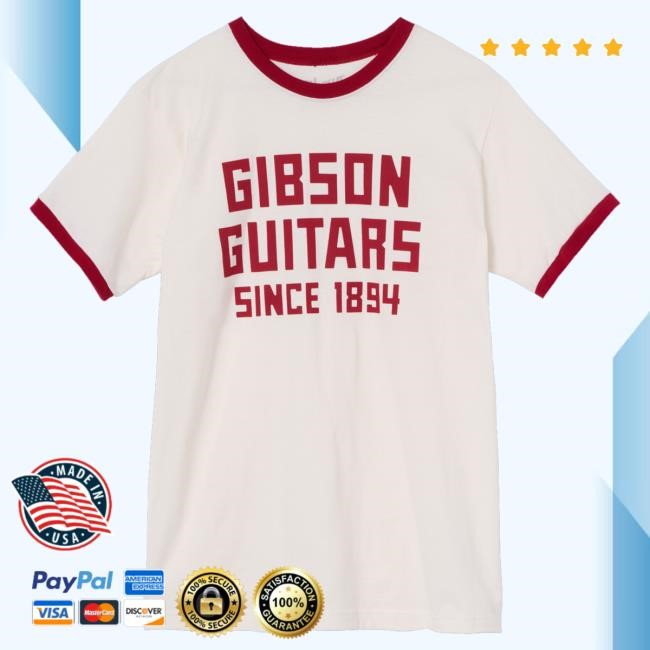 Gibson Merch Since 1894 Ringer Tee (White/Red) Crewneck Sweatshirt Gibson Merch Since 1894 Ringer Tee (White/Red) Crewneck Sweatshirt