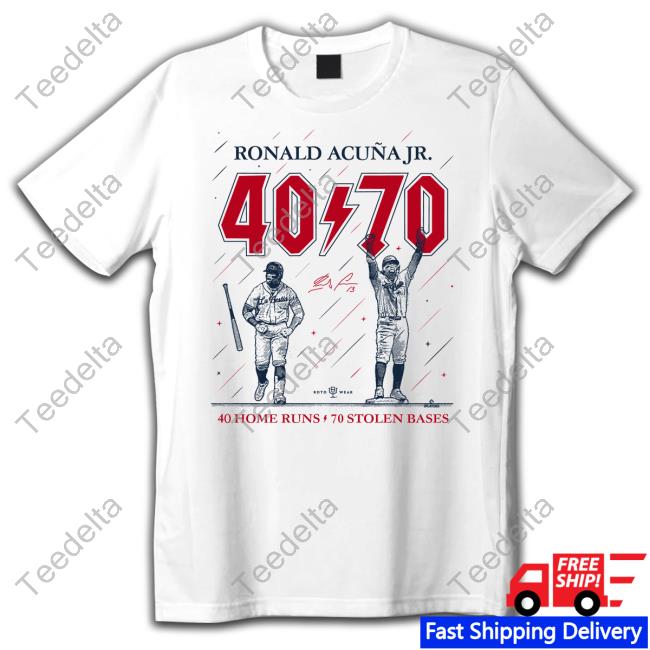Kelly Crull Ronald Acuña Jr 40 70 40 Home Runs 70 Stolen Bases Long Sleeve T Shirt