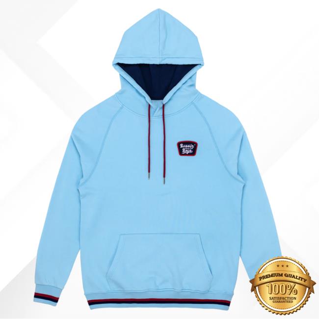 Official Barstool Sports Merch Store Bussin With The Boys Printed Hoodie Light Blue BarstoolSports Apparel Clothing Shop