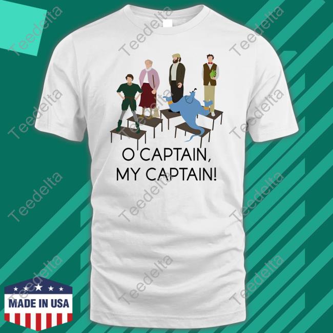 Justin Fleece Wearing O Captain My Captain T Shirt