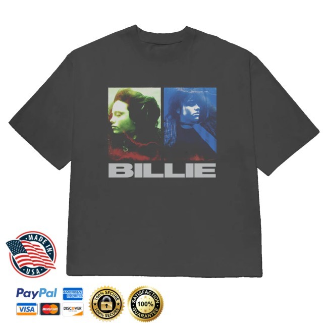 Billie Eilish Merch Dual Photo London Washed Black Crewneck Sweatshirt