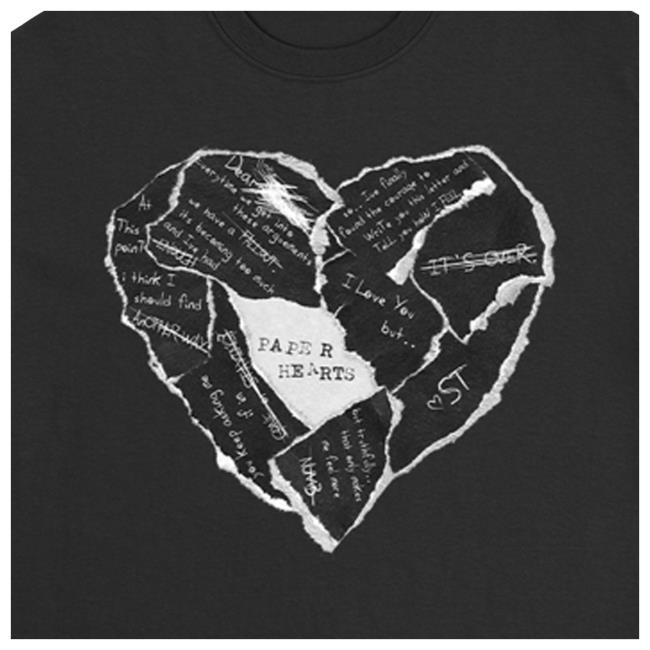 Paper Hearts Black T Shirt