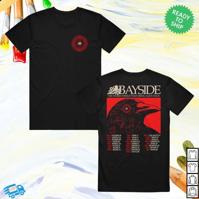 Bayside Merch Store The Worse Things Than Being Alive Tour Black Crewneck Sweatshirt