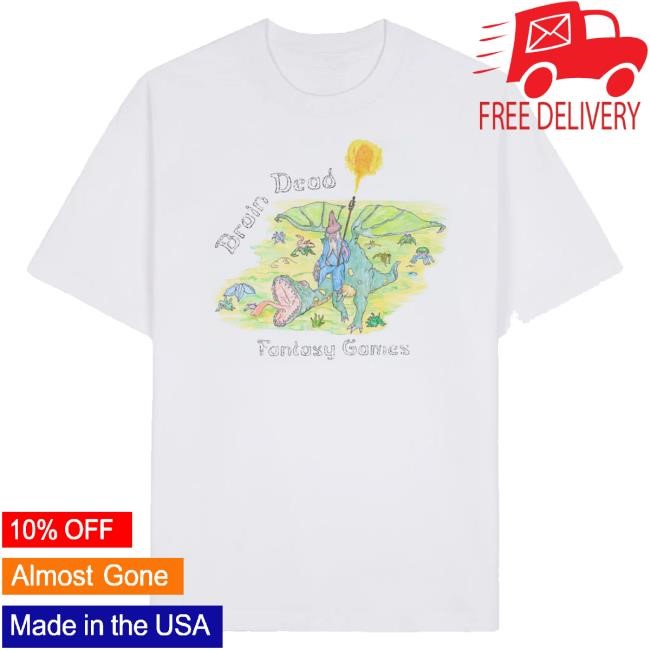 Trending Brain Dead Merch Store Dragon Rider T-Shirt - White Crewneck Sweatshirt