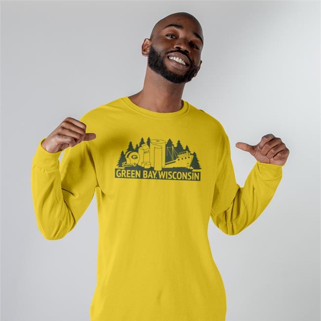 Green Bay City Flag 1973 Long Sleeve Tee Shirt Natalie Eilbert