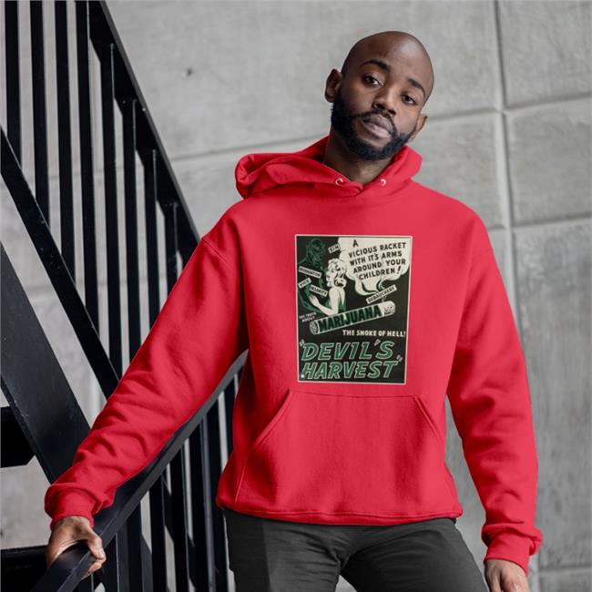 Yung_Lacanian Devil's Harvest A Vicious Racket With It's Arms Around Your Children Marijuana Hooded Sweatshirt