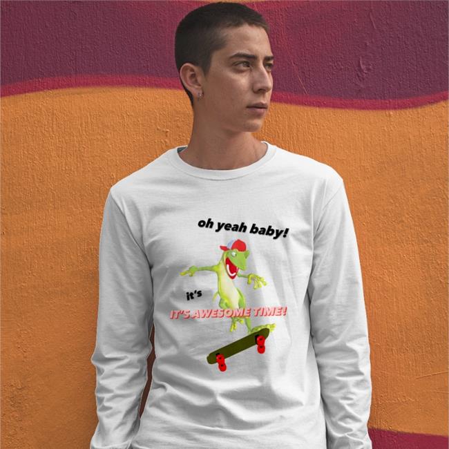 Coolshirtz Oh Yeah Baby It's Awesome Time Gecko Skateboard Shirts