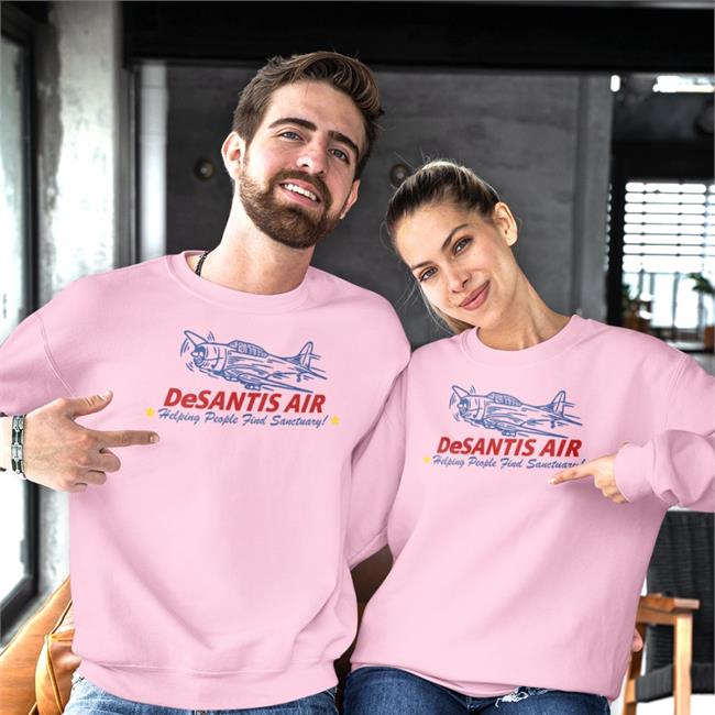 Desantis Air Helping People Find Sanctuary Shirt White Official Hodgetwins Store
