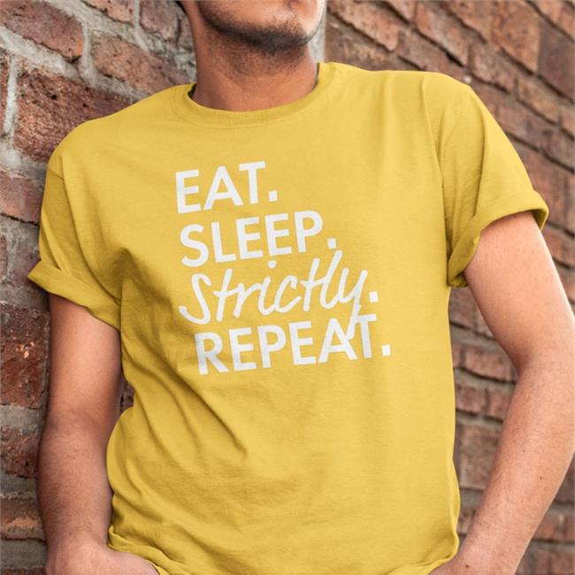 Hello Magazine Merch Eat Sleep Strictly Repeat T Shirt Red