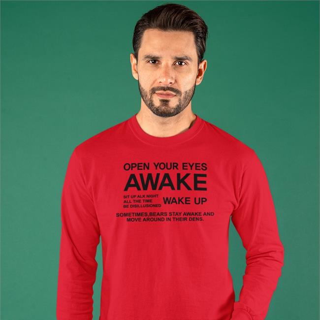 Open Your Eyes Awake Shirt Poorly Translated Shirts Red