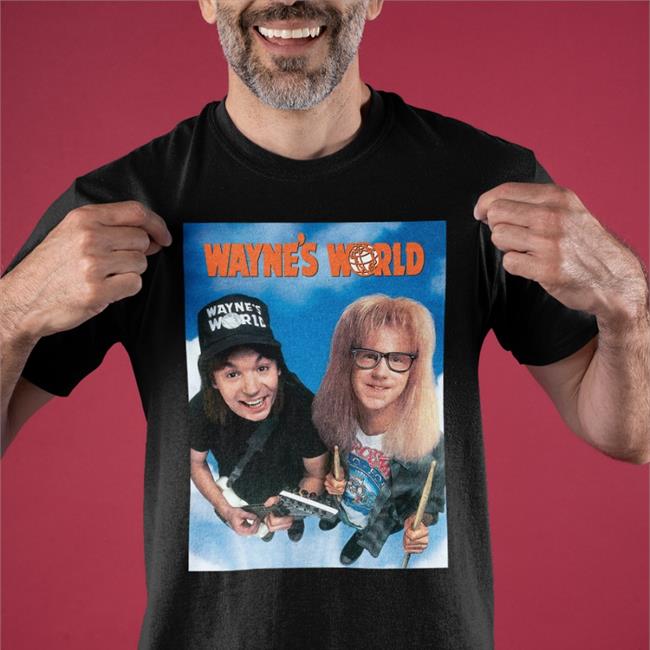 Annie Agar Wearing Wayne's World Shirt