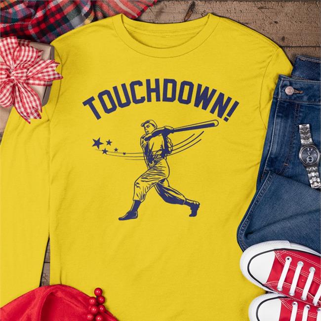 Donkeytees Store Touchdown Baseball Sweatshirt Grey