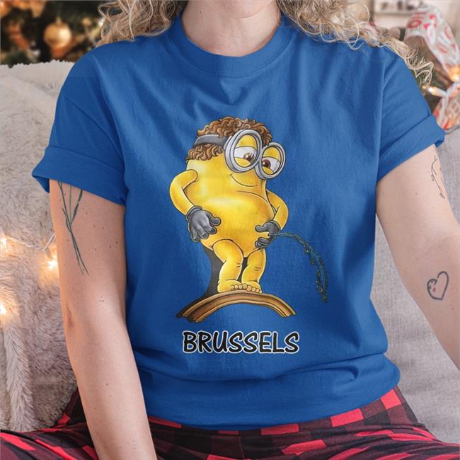 Shirts That Go Hard Minion Pee Brussels Tee Shirt Blue