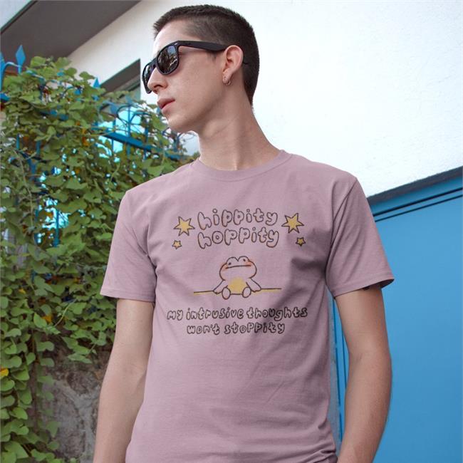 Hippity Hoppity My Intrusive Thoughts Won't Stoppity Shirt White Buttercreamren
