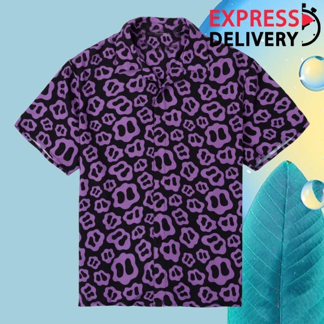 Ranboo Fashion Store Purple Patterned Button Up Crewneck Sweatshirt