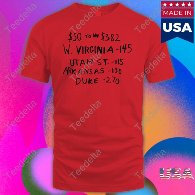 Br Betting $50 To Win $382 W. Virginia -145 Utah St.- 115 Arkansas-110 Duke -270 Unisex Sweatshirt