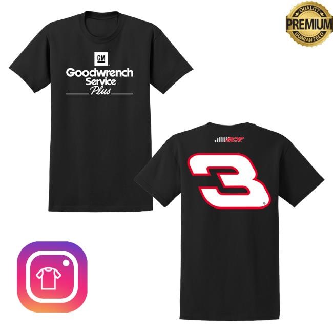 Dale Earnhardt Richard Childress Racing Team Collection Black Goodwrench Service Plus Sponsor Lifestyle Tee