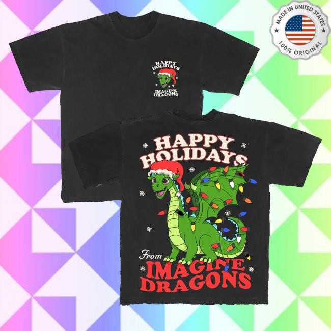 Official Imagine Dragons Store Merch Cartoon Dragon Holiday Tee Shirt