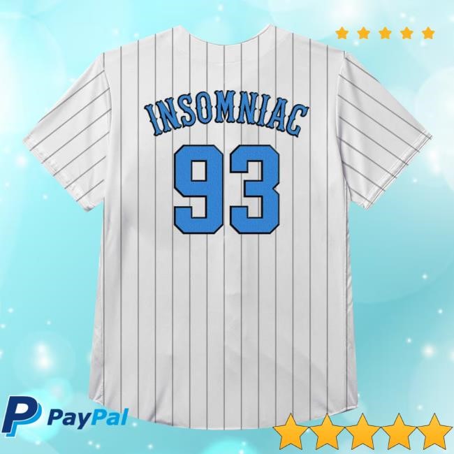 Trending Insomniac Shop Merch Insomniac Pinstripe Baseball Jersey Crewneck Sweatshirt