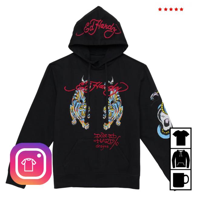 Official Ed Hardy Merch Store Crawling Tiger Pullover Sweatshirt EdHardy Apparel Clothing Shop