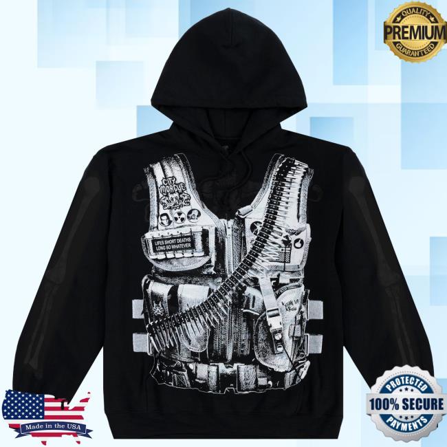 Official City Morgue Merch Store Glow In The Dark Vest Tour Popover Hoodie Black