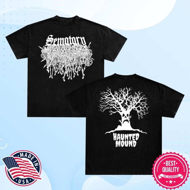 Haunted Mound Merch Sematary Logo Long Sleeve T Shirt Black N White