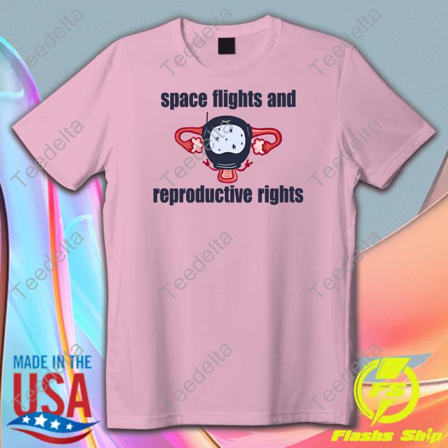 Emily Calandrelli Wearing Space Light And Reproductive Rights Shirt